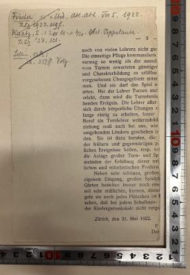 - (Baumgartner, Walter), Von Hand: Notiz; '[Notizen]'. 