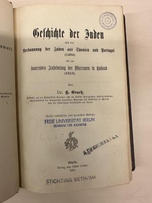 BD 1220 G735-9(3) : Geschichte der Juden. 9, Geschichte der Juden von der Verbannung aus Spanien und Portugal bis zur dauernden Ansiedelung der Marranen in Holland (1618) (1891)