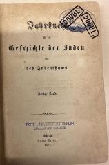 BD 1220 J25-3 3. 1863: Jahrbuch für die Geschichte der Juden und des Judenthums (1863) (1863)