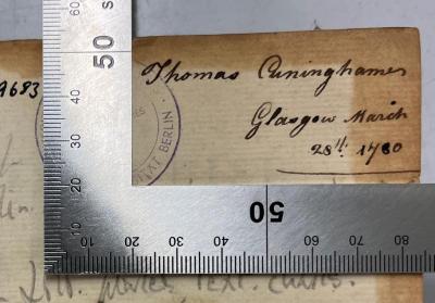 Thomas Cuninghame Glasgow March 28th 1780