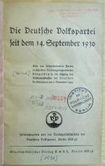 M 222 107 : Die Deutsche Volkspartei seit dem 14. September 1930  (1930)