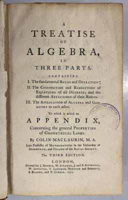 Rara M 755 : A treatise of algebra (1771)
