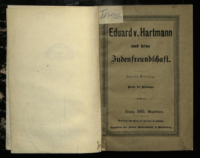AN II 443 : Eduard v. Hartmann und seine Judenfreundschaft. (1885)