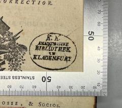 -, Stempel: Berufsangabe/Titel/Branche, Ortsangabe; 'K. K. Akademische Bibliothek in Klagenfurt ' (Prototyp)