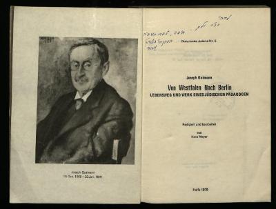 ER II 01/50 : Von Westfalen nach Berlin:  Lebensweg und Werk eines jüdischen Pädagogen. (1978)