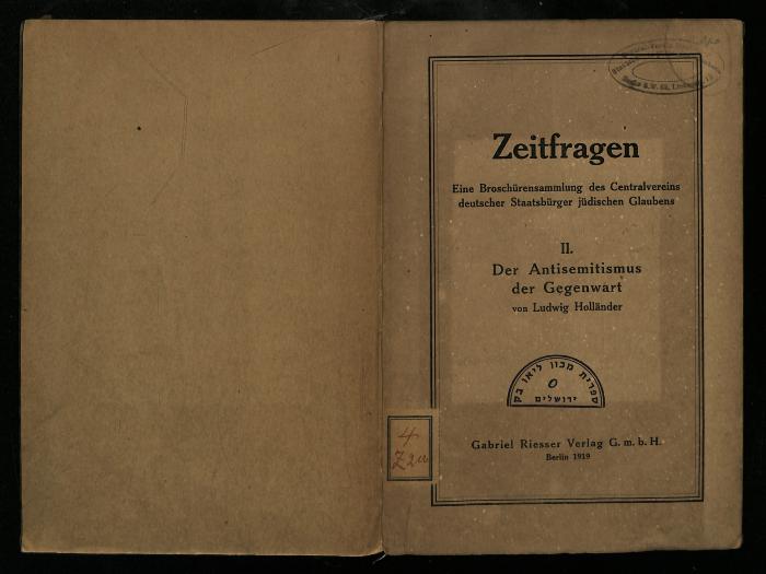 AN II 454 : Der Antisemitismus der Gegenwart. (1919)