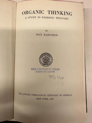 BD 1230 K11+3 : Organic thinking : a study in rabbinic thought (1938)
