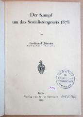 M 271 162 : Der Kampf um das Sozialistengesetz 1878 
 (1929)