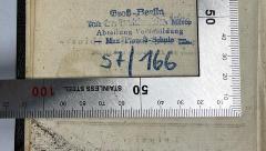 - (Max-Planck-Schule), Stempel: Name, Ortsangabe, Berufsangabe/Titel/Branche, Signatur; 'Groß-Berlin Rat des Stadtbezirks Mitte Abteilung Volksbildung Max-Planck-Schule 57/166'. 