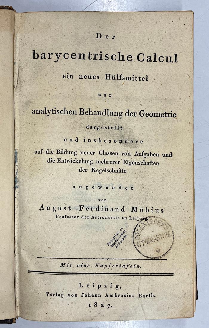 GB M 2048 : Der barycentrische Calcul (1827)