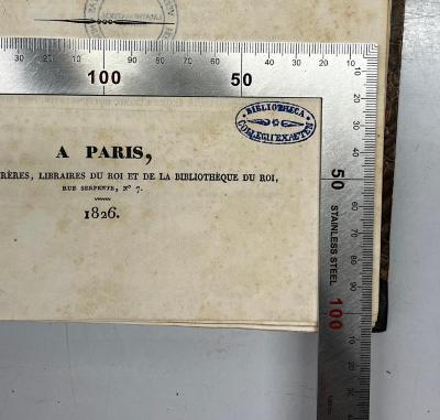 GB M 2173 : Exercices de mathématiques. (1826);- (Bibliotheca Collegii Exaeten), Stempel: Berufsangabe/Titel/Branche, Name; 'Bibliotheca Collegii Exaeten'.  (Prototyp)