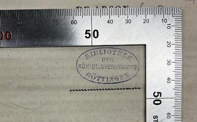 - (Bibliothek der königlichen Sternwarte Göttingen), Stempel: Berufsangabe/Titel/Branche, Name, Ortsangabe; 'Bibliothek der königl. Sternwarte Göttingen'.  (Prototyp);GB M 2089 : Réplique au Sieur Hoëné Wronski, faisant suite au mémoire de Arson (1818)