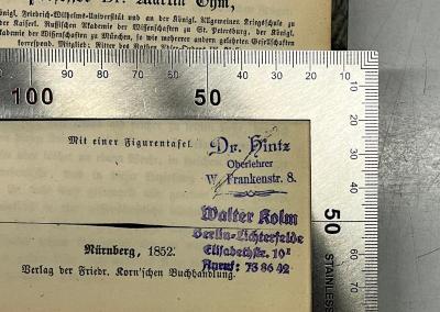 Dr. Hintz Oberlehrer W. Frankenstr. 8.