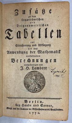 GB M 2107 : Zusätze zu den logarithmischen und trigonometrischen Tabellen (1770)