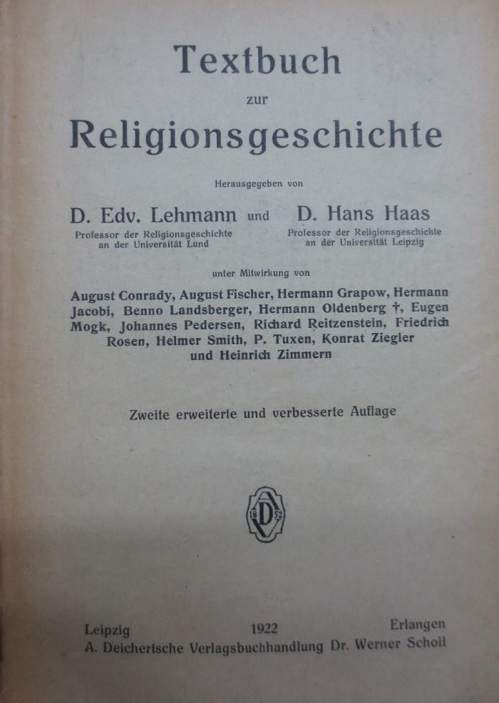I 74049 b 3. Ex.: Textbuch zur Religionsgeschichte (1922)