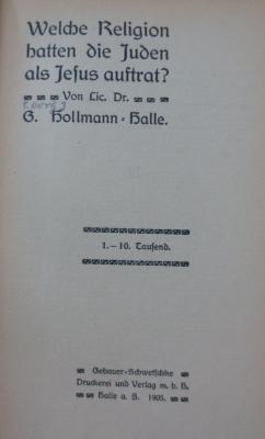 I 74711: Welche Religion hatten die Juden als Jesus auftrat? (1905)