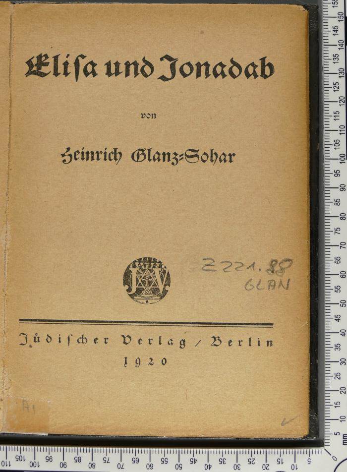 Z 221.88 GLAN : Elisa und Jonadab (1920)