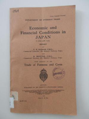 Ieb 501 : Economic and Financial Conditions in Japan to June 30th, 1929 (1929)