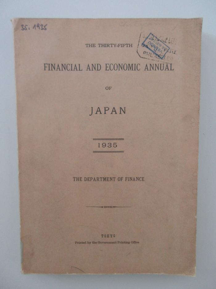 Ieb 158 : The Thirty-Fifth Financial and Economic Annual of Japan (1935)