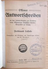 M 271 232 : Offenes Antwortschreiben an das Zentral-Komitee zur Berufung eines Allgemeinen Deutschen Arbeiter-Kongresses zu Leipzig  (1907)