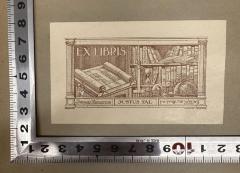 - (Tal, Justus;Klyn, Wilm), Etikett: Exlibris, Motto, Name, Abbildung; 'Exlibris
Judaea Tenacitas - Justus Tal - יפה תלמוד תורה עם דרך ארץ. אבות ב׳ב׳

Wilm Klyn'.  (Prototyp)