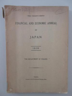 Ieb 158 : The Twenty-Ninth Financial and Economic Annual of Japan (1929)