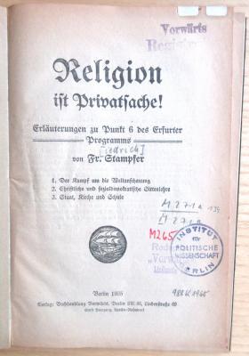 M 271a 134 : Religion ist Privatsache! (1905)