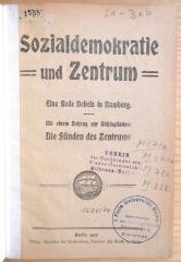 M 271a 140 : Sozialdemokratie und Zentrum - Eine Rede Bebels in Bamberg  (1903)