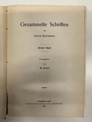 BD 1620 K21-1 : Gesammelte Schriften. 1 (1908)