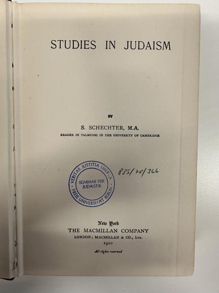 BD 1620 S314 S9 : Studies in Judaism (1920)
