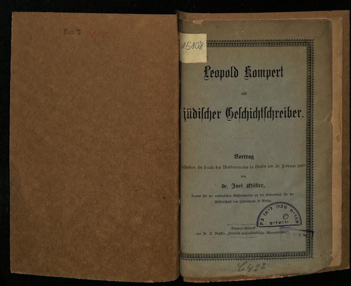 BIO I 981 : Leopold Kompert als jüdischer Geschichtschreiber. (?)