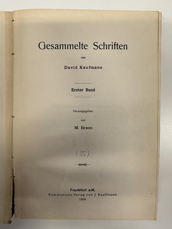 BD 1620 K21-1 : Gesammelte Schriften. 1 (1908)