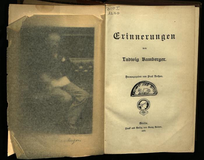 BIO I 1230 : Erinnerungen. (1899)