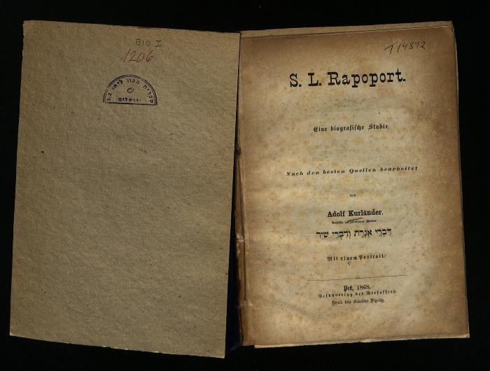 BIO I 1206 : S. L. Rapoport : eine biographische Studie. (1868)