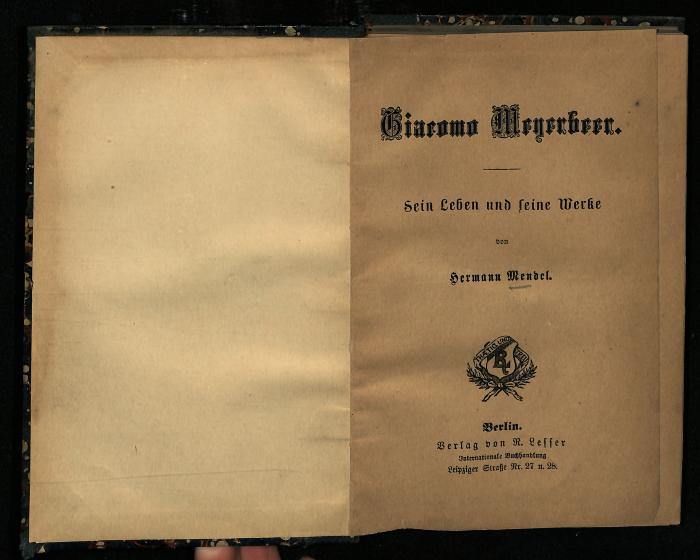 BIO I 1262 : Giacomo Meyerbeer : sein Leben und seine Werke. (1869)