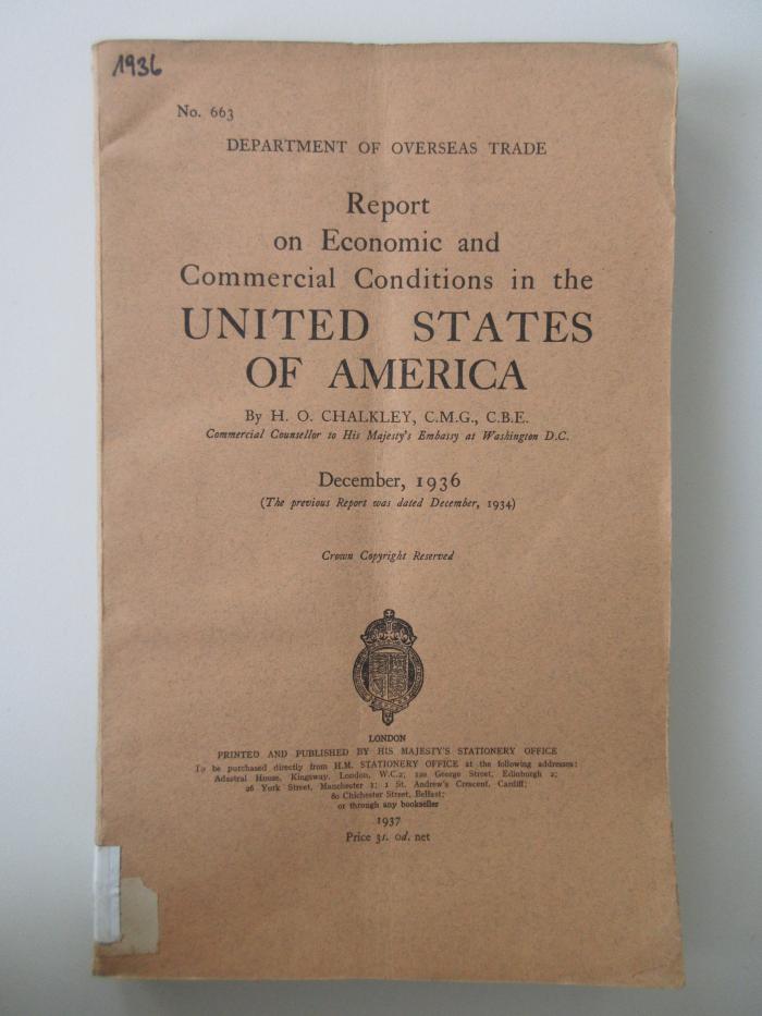Icb 3292 : Report on Economic and Commercial Conditions in the United States of America (1936)