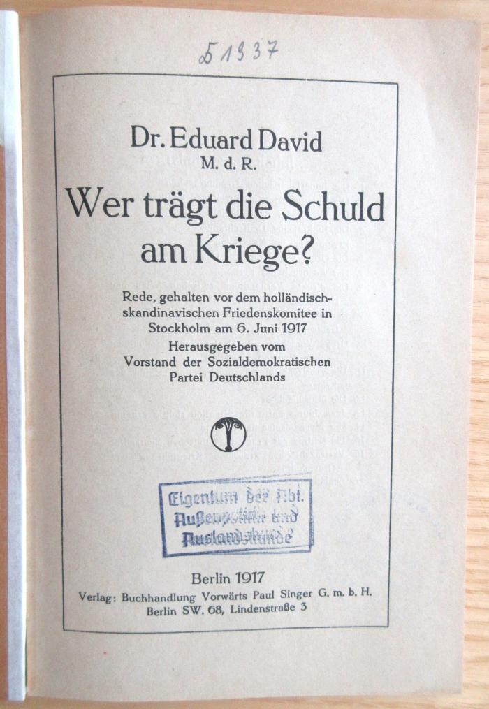 M 271a 143 : Wer trägt die Schuld am Kriege?  (1917)