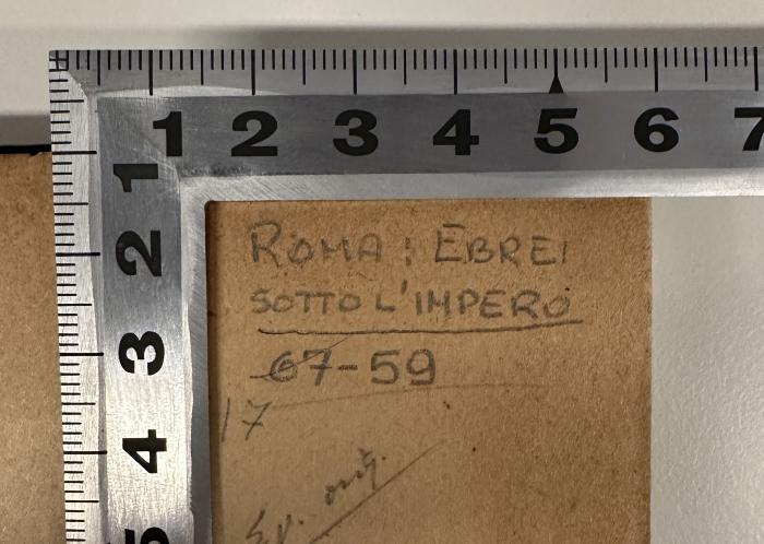 -, Von Hand: Annotation; 'ROMA: EBREI
SOTTO L'IMPERO
67-59'