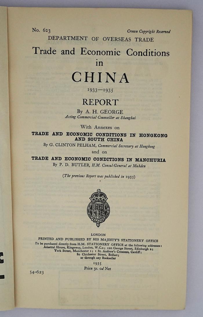 Iec 425 : Trade and Economic Conditions in China (1935)