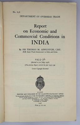 Ied 630 : Report on Economic and Commercial Conditions in India (1936)
