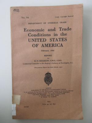 Icb 3292 : Economic and Trade Conditions in the United States of America (1933)