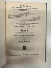 BD 3000 B415-5,9 : Die Mischna. Seder 5, Qodaschim, Traktat 9, Tamid (Vom täglichen Gemeindeopfer) (1928)