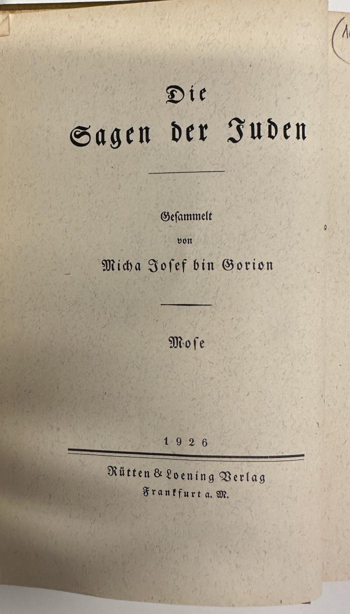 BD 3850 B612-4+2 : Die Sagen der Juden. [4], Mose (1926)