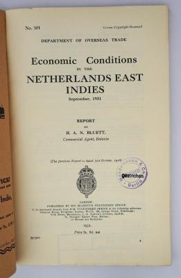 Ief 343 : Economic Conditions in the Netherlands East Indies (1932/1933/1936)