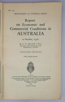 If 160 : Report on Economic and Commercial Conditions in Australia (1937)