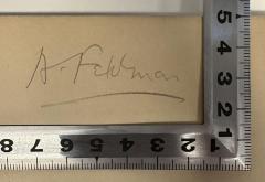 - (Feldman, Dr. (?)), Von Hand: Name; 'Dr. Feldman'. 