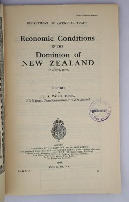 If 161 : Economic Conditions in the Dominion of New Zealand (1931/1932)