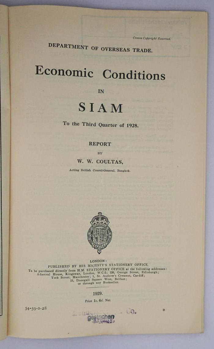 Ief 349 : Economic Conditions in Siam (1929)