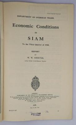 Ief 349 : Economic Conditions in Siam (1929)