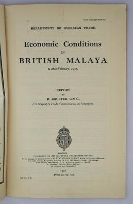 Ief 348 : Economic Conditions in British Malaya (1931)